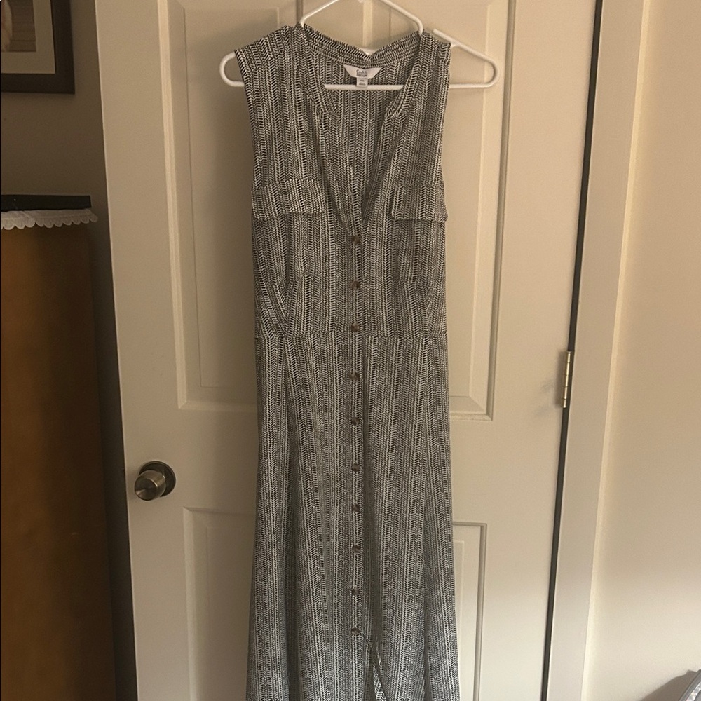 Croft & Barrow Black and White Button-Down Maxi Dress